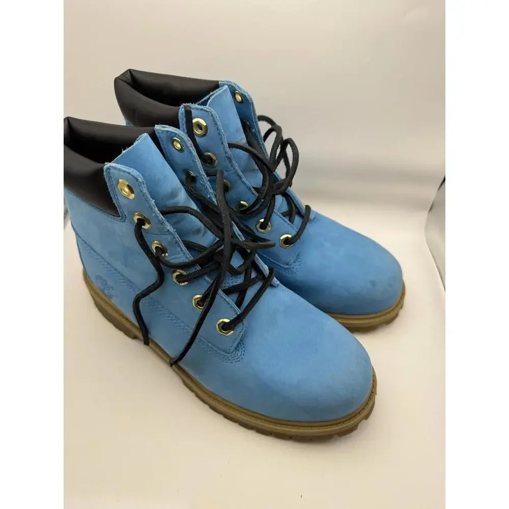 Timberland Classic 6-Inch Premium Waterproof Boots Blue Suede Boys 5.5 - Picture 4 of 14